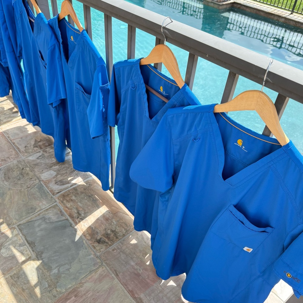 Vibrant Blue Scrub Tops with Pockets